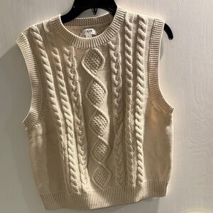 J. Crew Cream Cable Knit Sleeveless Sweater